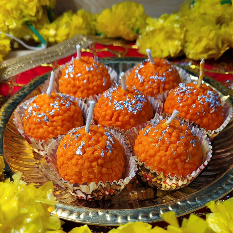 Motichoor Ladoo Candles Set Of 4