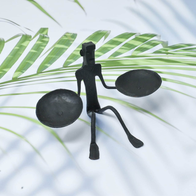 Valentine's day gift-Halloween Decor Forged sitting man type candlestick/Tealight candle holder, Wrought Iron, Hand Forged,  100% handmade