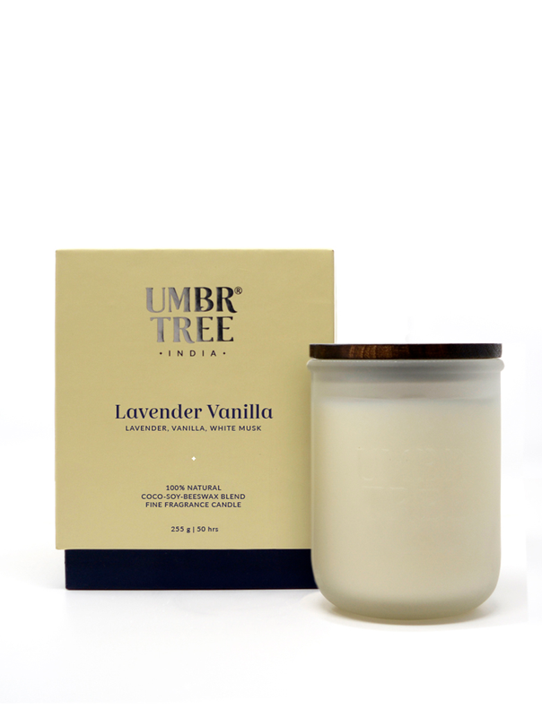 Lavender Vanilla Fine Fragrance Candle, Natural Air Purifier, Toxin Free, 255g, 50hrs