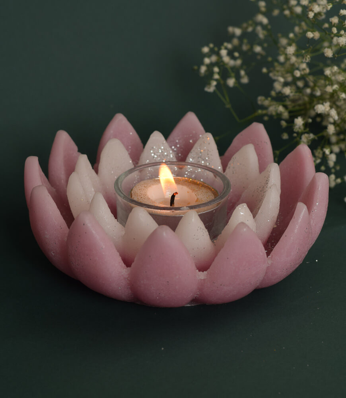 Maatir Pink Lotus Scented Hand Poured Candle, Decorative Fragrant Candle for Decor | Decorative Fragrant Candle for Decor | Votive Candles | Aroma Candles | Fragrance Candles | Scented Lotus Shape Candle | Decorative Candle for Home Décor, Gift & Holiday Decoration